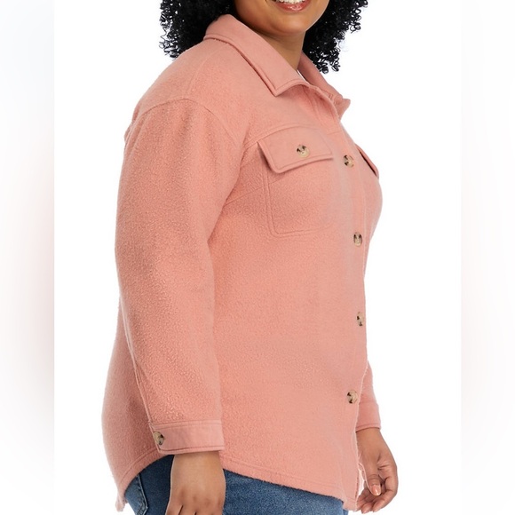 NWT Wonderly Belk Women’s Plus Size Long Sleeve Terry Shacket Dull Rose Size 1X - Picture 2 of 4